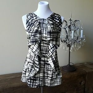 BCBG sleeveless silk top w/ ruffles